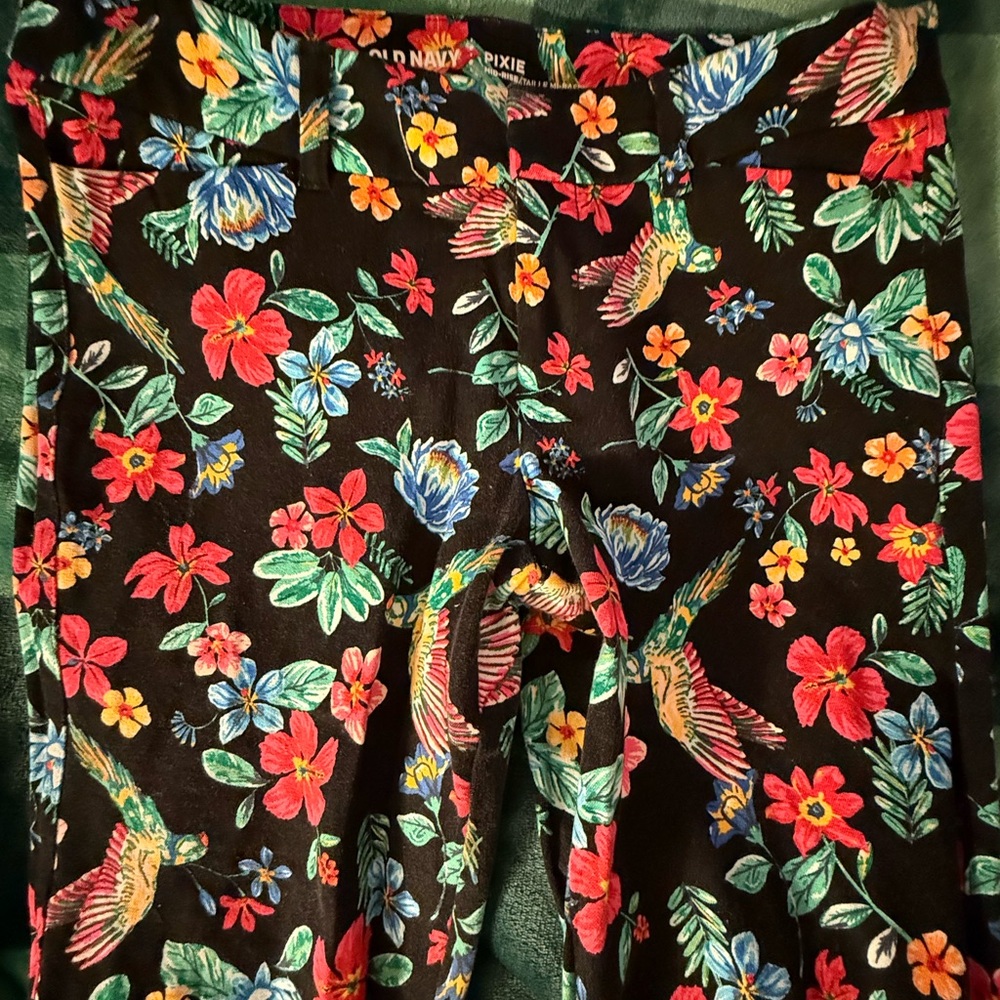 Old Navy Pixie Black Floral Pants